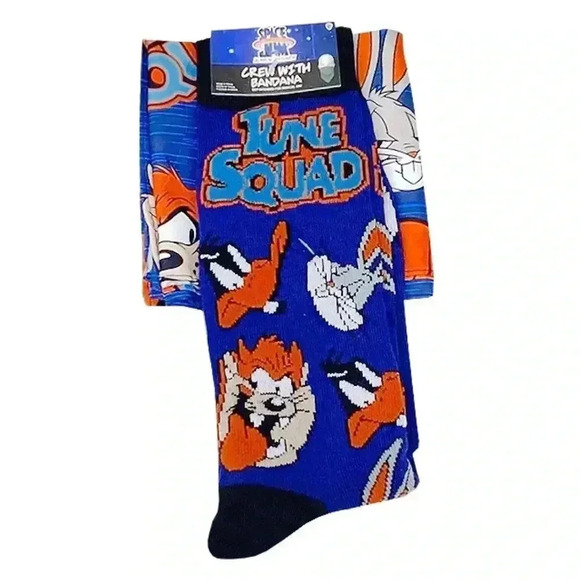 2/$30 BNWT Space Jam: A New Legacy Men’s Crew Socks With Bandana Set - NBA - Picture 1 of 2
